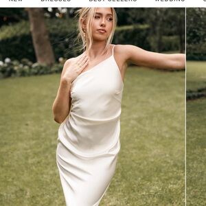 Petal & pup Luella satin white midi dress